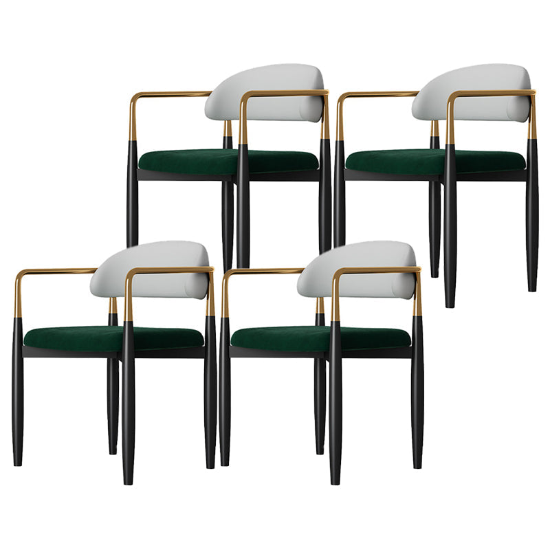 Glam Metal Home Side Chair Open Back Dining Side Chair in Black Green 4 Piece Set Clearhalo 'Dining Chairs' 'Dining Tables & Seating' 'dining_chair' 'furn' 'furn_dining_chair' 'Furniture' 'furniture_dining_chair' 'Kitchen & Dining Furniture' 4831575