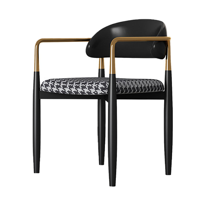 Glam Metal Home Side Chair Open Back Dining Side Chair in Black Grey 1 Piece Clearhalo 'Dining Chairs' 'Dining Tables & Seating' 'dining_chair' 'furn' 'furn_dining_chair' 'Furniture' 'furniture_dining_chair' 'Kitchen & Dining Furniture' 4831577