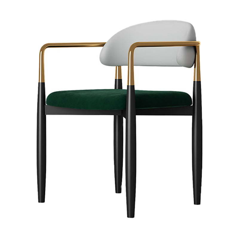 Glam Metal Home Side Chair Open Back Dining Side Chair in Black Green 1 Piece Clearhalo 'Dining Chairs' 'Dining Tables & Seating' 'dining_chair' 'furn' 'furn_dining_chair' 'Furniture' 'furniture_dining_chair' 'Kitchen & Dining Furniture' 4831580