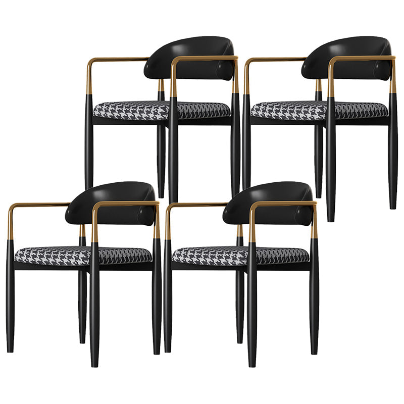 Glam Metal Home Side Chair Open Back Dining Side Chair in Black Grey 4 Piece Set Clearhalo 'Dining Chairs' 'Dining Tables & Seating' 'dining_chair' 'furn' 'furn_dining_chair' 'Furniture' 'furniture_dining_chair' 'Kitchen & Dining Furniture' 4831581