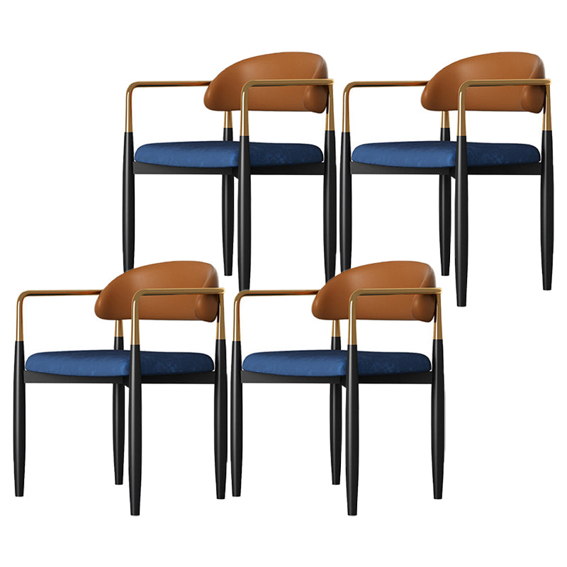 Glam Metal Home Side Chair Open Back Dining Side Chair in Black Sky Blue 4 Piece Set Clearhalo 'Dining Chairs' 'Dining Tables & Seating' 'dining_chair' 'furn' 'furn_dining_chair' 'Furniture' 'furniture_dining_chair' 'Kitchen & Dining Furniture' 4831587