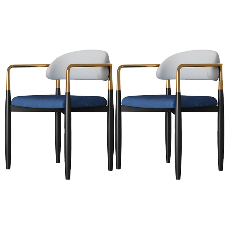 Glam Metal Home Side Chair Open Back Dining Side Chair in Black Blue 2 Piece Set Clearhalo 'Dining Chairs' 'Dining Tables & Seating' 'dining_chair' 'furn' 'furn_dining_chair' 'Furniture' 'furniture_dining_chair' 'Kitchen & Dining Furniture' 4831595