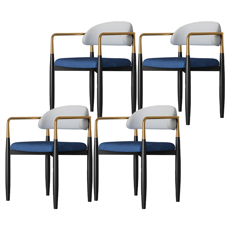 Glam Metal Home Side Chair Open Back Dining Side Chair in Black Blue 4 Piece Set Clearhalo 'Dining Chairs' 'Dining Tables & Seating' 'dining_chair' 'furn' 'furn_dining_chair' 'Furniture' 'furniture_dining_chair' 'Kitchen & Dining Furniture' 4831596