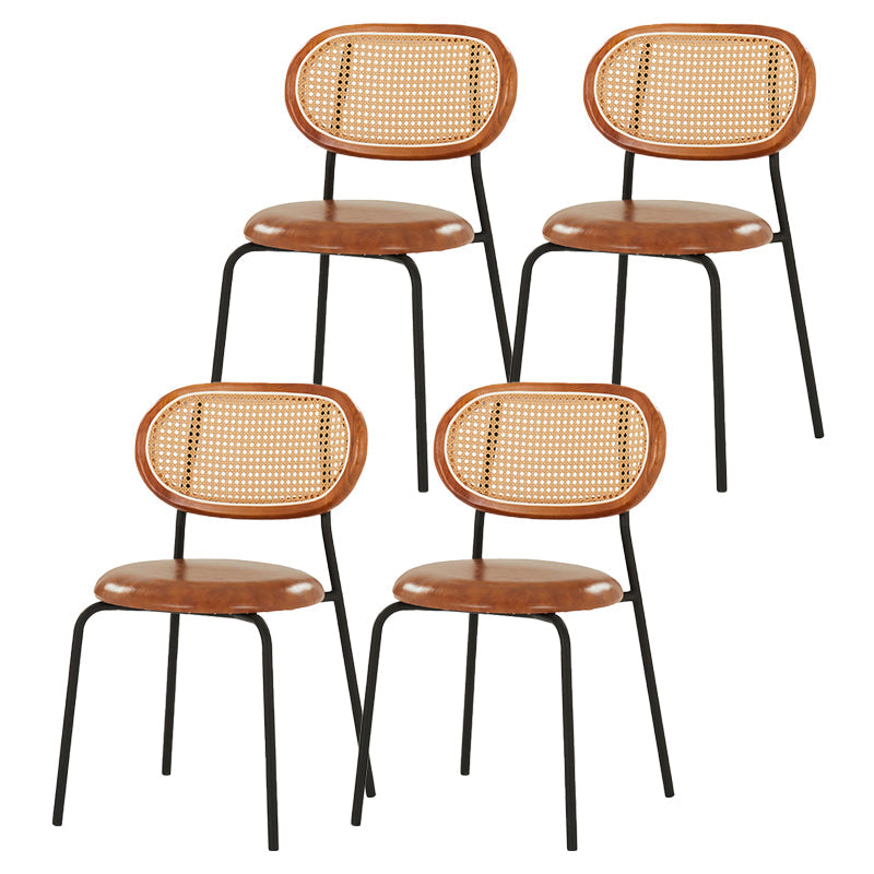 Glam Metal Kitchen and Dining Room Chair Open Back Dining Side Chair Red Brown 4 Piece Set Clearhalo 'Dining Chairs' 'Dining Tables & Seating' 'dining_chair' 'furn' 'furn_dining_chair' 'Furniture' 'furniture_dining_chair' 'Kitchen & Dining Furniture' 4831601