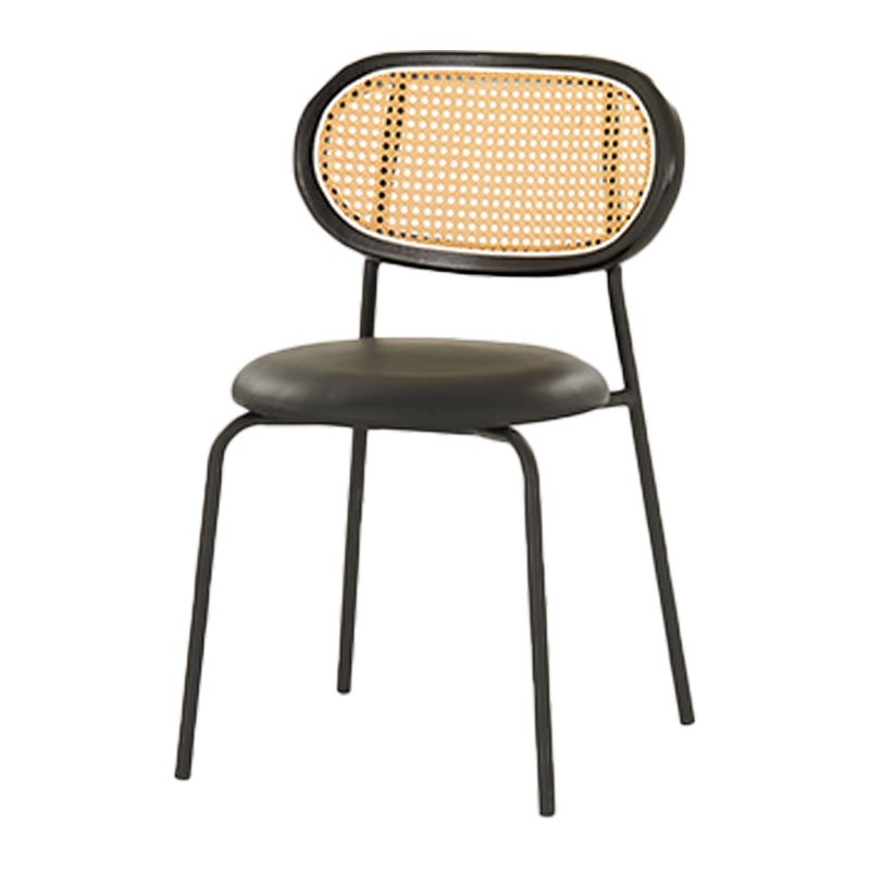 Glam Metal Kitchen and Dining Room Chair Open Back Dining Side Chair Black 1 Piece Clearhalo 'Dining Chairs' 'Dining Tables & Seating' 'dining_chair' 'furn' 'furn_dining_chair' 'Furniture' 'furniture_dining_chair' 'Kitchen & Dining Furniture' 4831602