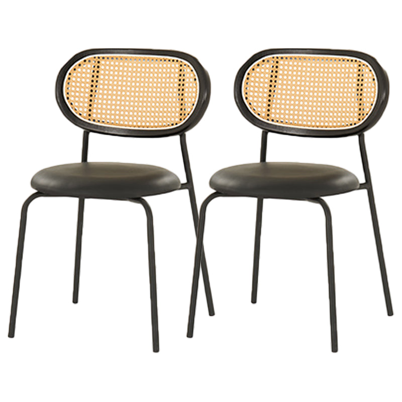 Glam Metal Kitchen and Dining Room Chair Open Back Dining Side Chair Black 2 Piece Set Clearhalo 'Dining Chairs' 'Dining Tables & Seating' 'dining_chair' 'furn' 'furn_dining_chair' 'Furniture' 'furniture_dining_chair' 'Kitchen & Dining Furniture' 4831604