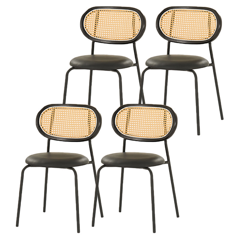Glam Metal Kitchen and Dining Room Chair Open Back Dining Side Chair Black 4 Piece Set Clearhalo 'Dining Chairs' 'Dining Tables & Seating' 'dining_chair' 'furn' 'furn_dining_chair' 'Furniture' 'furniture_dining_chair' 'Kitchen & Dining Furniture' 4831606