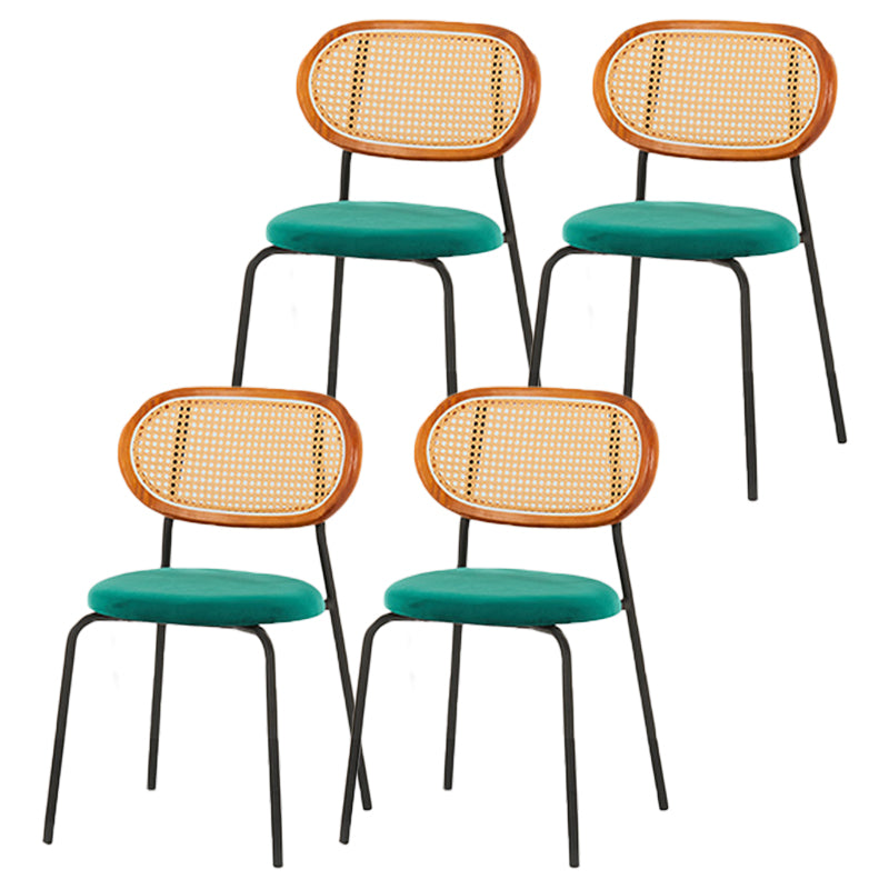 Glam Metal Kitchen and Dining Room Chair Open Back Dining Side Chair Green 4 Piece Set Clearhalo 'Dining Chairs' 'Dining Tables & Seating' 'dining_chair' 'furn' 'furn_dining_chair' 'Furniture' 'furniture_dining_chair' 'Kitchen & Dining Furniture' 4831613