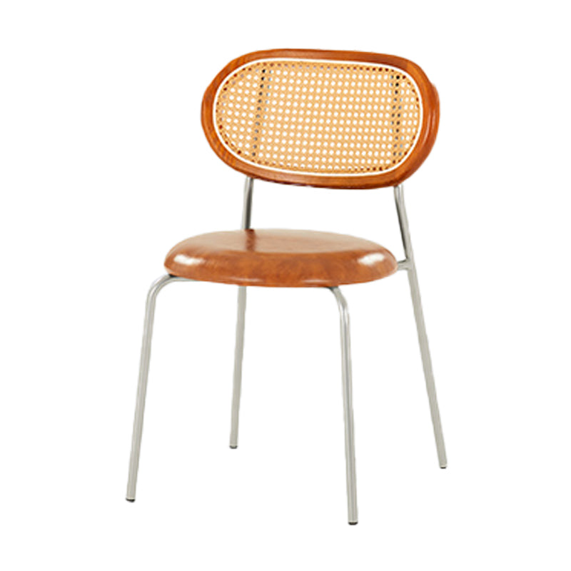 Glam Metal Kitchen and Dining Room Chair Open Back Dining Side Chair Brown 1 Piece Clearhalo 'Dining Chairs' 'Dining Tables & Seating' 'dining_chair' 'furn' 'furn_dining_chair' 'Furniture' 'furniture_dining_chair' 'Kitchen & Dining Furniture' 4831615