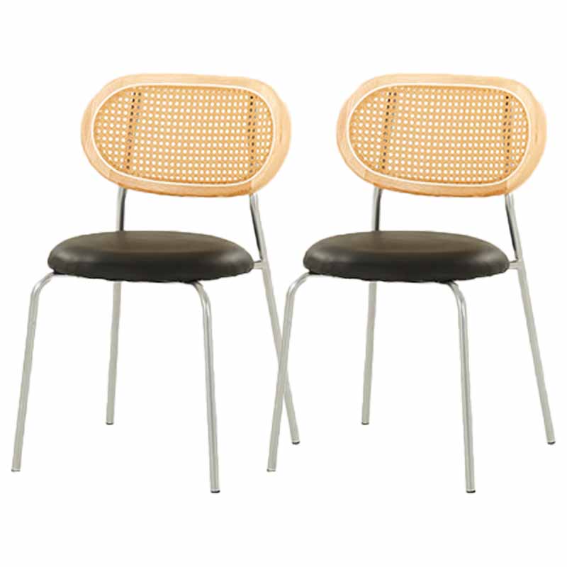 Glam Metal Kitchen and Dining Room Chair Open Back Dining Side Chair Wood-Black 2 Piece Set Clearhalo 'Dining Chairs' 'Dining Tables & Seating' 'dining_chair' 'furn' 'furn_dining_chair' 'Furniture' 'furniture_dining_chair' 'Kitchen & Dining Furniture' 4831621