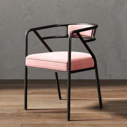 Modern Metal Arm Chair Open Back Dining Side Chair with Upholstered 21.6"x22.8"x29.5" Pink 1 Piece Black Clearhalo 'Dining Chairs' 'Dining Tables & Seating' 'dining_chair' 'furn' 'furn_dining_chair' 'Furniture' 'furniture_dining_chair' 'Kitchen & Dining Furniture' 4831625