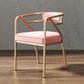 Modern Metal Arm Chair Open Back Dining Side Chair with Upholstered 21.6"x22.8"x29.5" Pink 1 Piece Brass Gold Clearhalo 'Dining Chairs' 'Dining Tables & Seating' 'dining_chair' 'furn' 'furn_dining_chair' 'Furniture' 'furniture_dining_chair' 'Kitchen & Dining Furniture' 4831631