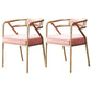 Modern Metal Arm Chair Open Back Dining Side Chair with Upholstered 21.6"x22.8"x29.5" Pink 2 Piece Set Brass Gold Clearhalo 'Dining Chairs' 'Dining Tables & Seating' 'dining_chair' 'furn' 'furn_dining_chair' 'Furniture' 'furniture_dining_chair' 'Kitchen & Dining Furniture' 4831633
