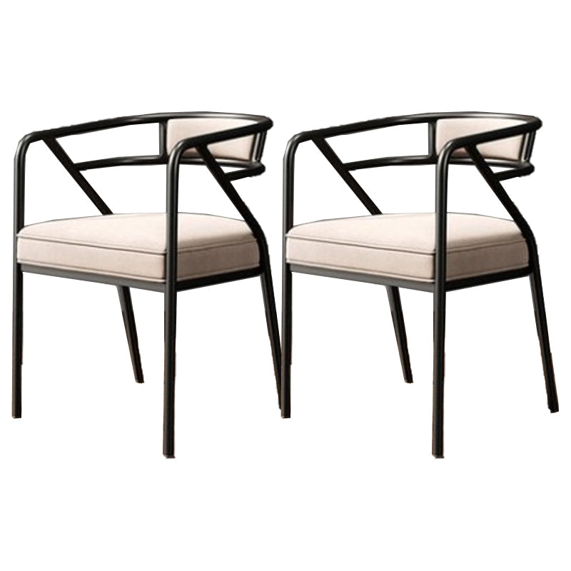 Modern Metal Arm Chair Open Back Dining Side Chair with Upholstered 21.6"x22.8"x29.5" Beige 2 Piece Set Black Clearhalo 'Dining Chairs' 'Dining Tables & Seating' 'dining_chair' 'furn' 'furn_dining_chair' 'Furniture' 'furniture_dining_chair' 'Kitchen & Dining Furniture' 4831637