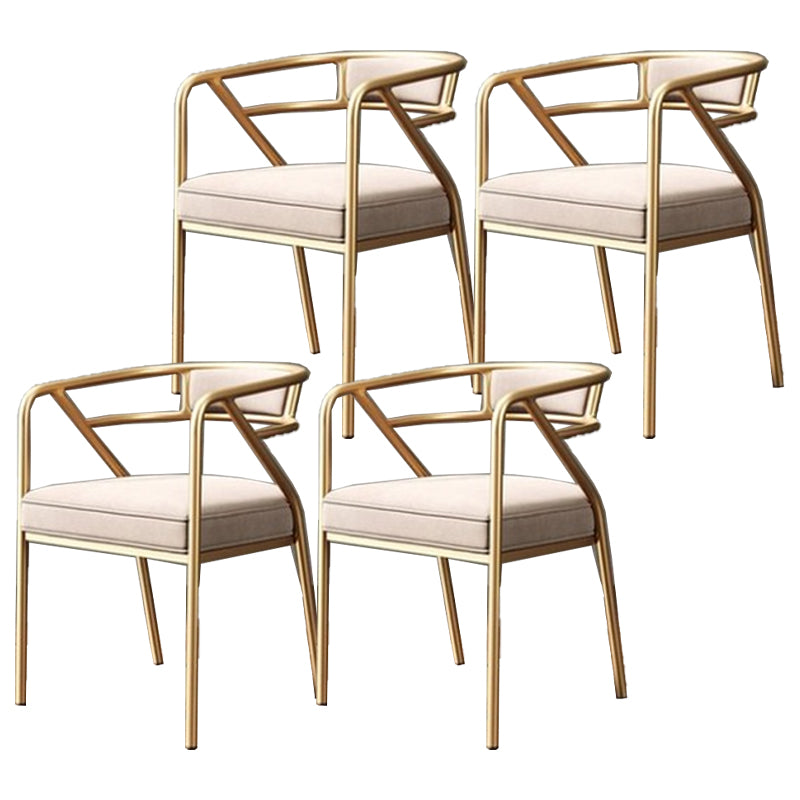 Modern Metal Arm Chair Open Back Dining Side Chair with Upholstered 21.6"x22.8"x29.5" Beige 4 Piece Set Brass Gold Clearhalo 'Dining Chairs' 'Dining Tables & Seating' 'dining_chair' 'furn' 'furn_dining_chair' 'Furniture' 'furniture_dining_chair' 'Kitchen & Dining Furniture' 4831641