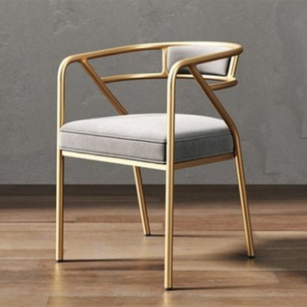 Modern Metal Arm Chair Open Back Dining Side Chair with Upholstered 21.6"x22.8"x29.5" Grey 1 Piece Brass Gold Clearhalo 'Dining Chairs' 'Dining Tables & Seating' 'dining_chair' 'furn' 'furn_dining_chair' 'Furniture' 'furniture_dining_chair' 'Kitchen & Dining Furniture' 4831648