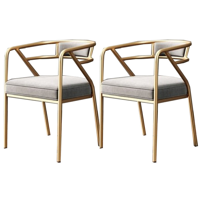Modern Metal Arm Chair Open Back Dining Side Chair with Upholstered 21.6"x22.8"x29.5" Grey 2 Piece Set Brass Gold Clearhalo 'Dining Chairs' 'Dining Tables & Seating' 'dining_chair' 'furn' 'furn_dining_chair' 'Furniture' 'furniture_dining_chair' 'Kitchen & Dining Furniture' 4831649