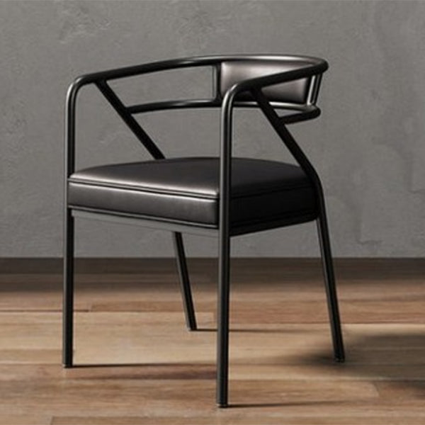 Modern Metal Arm Chair Open Back Dining Side Chair with Upholstered 21.6"x22.8"x29.5" Gloss Black 1 Piece Black Clearhalo 'Dining Chairs' 'Dining Tables & Seating' 'dining_chair' 'furn' 'furn_dining_chair' 'Furniture' 'furniture_dining_chair' 'Kitchen & Dining Furniture' 4831654