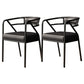 Modern Metal Arm Chair Open Back Dining Side Chair with Upholstered 21.6"x22.8"x29.5" Gloss Black 2 Piece Set Black Clearhalo 'Dining Chairs' 'Dining Tables & Seating' 'dining_chair' 'furn' 'furn_dining_chair' 'Furniture' 'furniture_dining_chair' 'Kitchen & Dining Furniture' 4831655