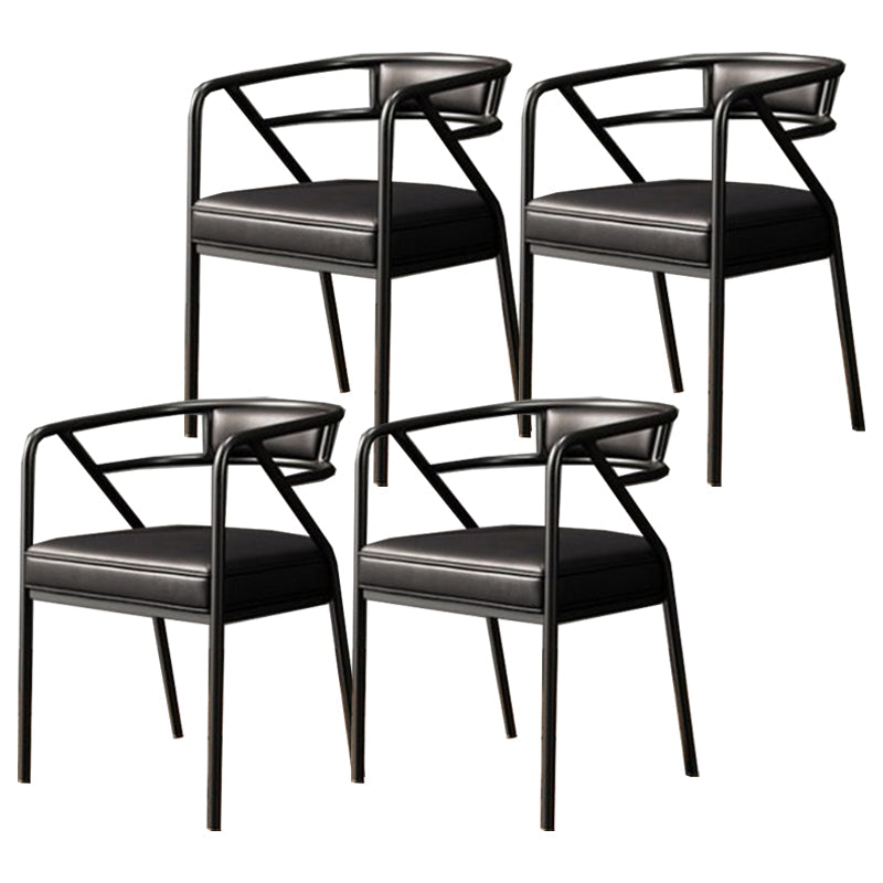 Modern Metal Arm Chair Open Back Dining Side Chair with Upholstered 21.6"x22.8"x29.5" Gloss Black 4 Piece Set Black Clearhalo 'Dining Chairs' 'Dining Tables & Seating' 'dining_chair' 'furn' 'furn_dining_chair' 'Furniture' 'furniture_dining_chair' 'Kitchen & Dining Furniture' 4831656