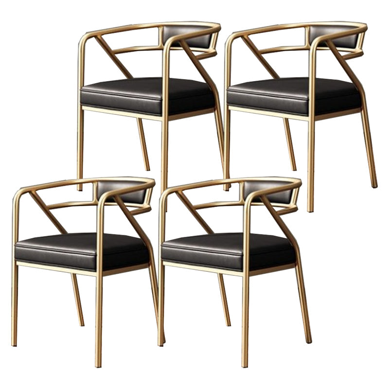 Modern Metal Arm Chair Open Back Dining Side Chair with Upholstered 21.6"x22.8"x29.5" Gloss Black 4 Piece Set Brass Gold Clearhalo 'Dining Chairs' 'Dining Tables & Seating' 'dining_chair' 'furn' 'furn_dining_chair' 'Furniture' 'furniture_dining_chair' 'Kitchen & Dining Furniture' 4831659