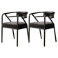 Modern Metal Arm Chair Open Back Dining Side Chair with Upholstered 21.6"x22.8"x29.5" Black 2 Piece Set Black Clearhalo 'Dining Chairs' 'Dining Tables & Seating' 'dining_chair' 'furn' 'furn_dining_chair' 'Furniture' 'furniture_dining_chair' 'Kitchen & Dining Furniture' 4831661