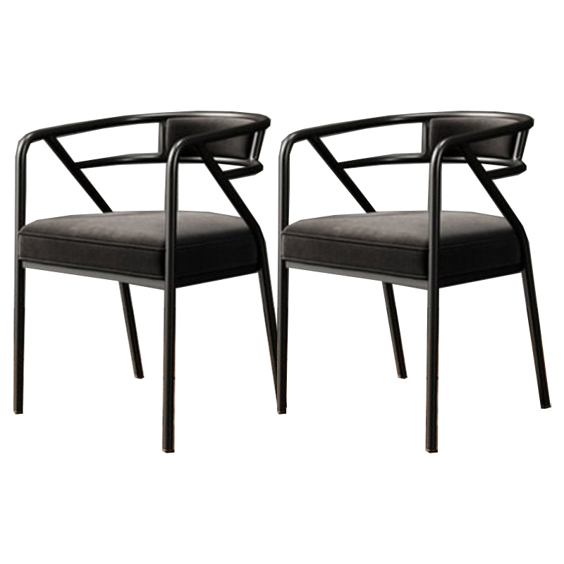 Modern Metal Arm Chair Open Back Dining Side Chair with Upholstered 21.6"x22.8"x29.5" Black 2 Piece Set Black Clearhalo 'Dining Chairs' 'Dining Tables & Seating' 'dining_chair' 'furn' 'furn_dining_chair' 'Furniture' 'furniture_dining_chair' 'Kitchen & Dining Furniture' 4831661