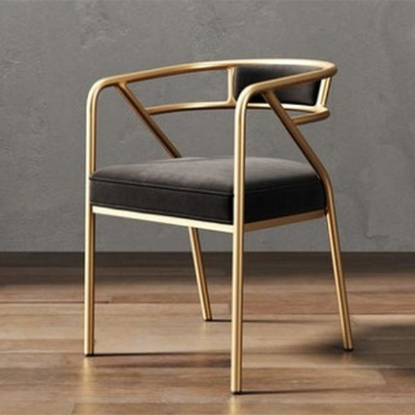 Modern Metal Arm Chair Open Back Dining Side Chair with Upholstered 21.6"x22.8"x29.5" Black 1 Piece Brass Gold Clearhalo 'Dining Chairs' 'Dining Tables & Seating' 'dining_chair' 'furn' 'furn_dining_chair' 'Furniture' 'furniture_dining_chair' 'Kitchen & Dining Furniture' 4831663