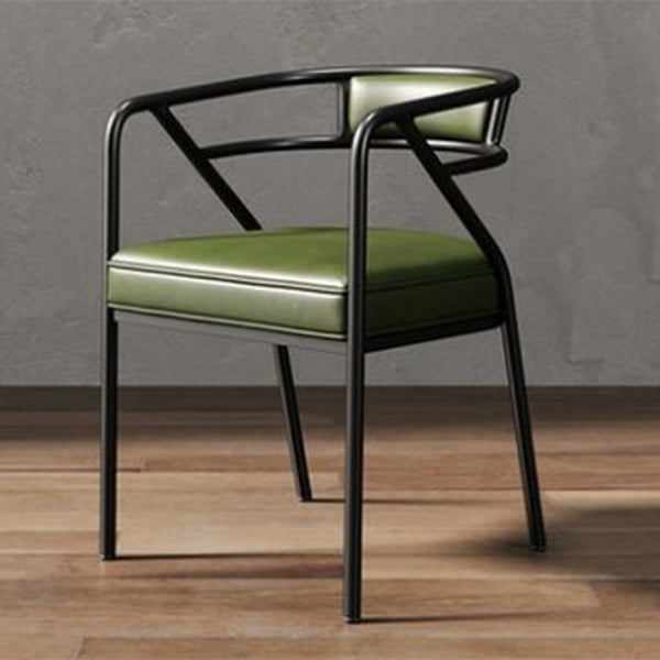 Modern Metal Arm Chair Open Back Dining Side Chair with Upholstered 21.6"x22.8"x29.5" Green 1 Piece Black Clearhalo 'Dining Chairs' 'Dining Tables & Seating' 'dining_chair' 'furn' 'furn_dining_chair' 'Furniture' 'furniture_dining_chair' 'Kitchen & Dining Furniture' 4831666