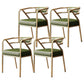 Modern Metal Arm Chair Open Back Dining Side Chair with Upholstered 21.6"x22.8"x29.5" Green 4 Piece Set Brass Gold Clearhalo 'Dining Chairs' 'Dining Tables & Seating' 'dining_chair' 'furn' 'furn_dining_chair' 'Furniture' 'furniture_dining_chair' 'Kitchen & Dining Furniture' 4831671