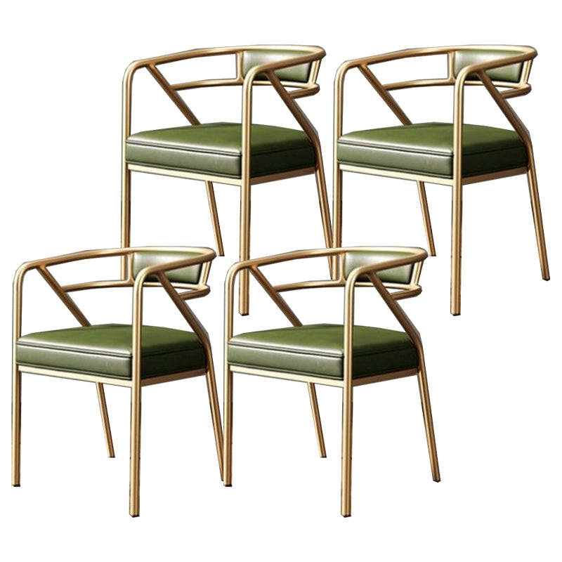 Modern Metal Arm Chair Open Back Dining Side Chair with Upholstered 21.6"x22.8"x29.5" Green 4 Piece Set Brass Gold Clearhalo 'Dining Chairs' 'Dining Tables & Seating' 'dining_chair' 'furn' 'furn_dining_chair' 'Furniture' 'furniture_dining_chair' 'Kitchen & Dining Furniture' 4831671