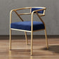 Modern Metal Arm Chair Open Back Dining Side Chair with Upholstered 21.6"x22.8"x29.5" Blue 1 Piece Brass Gold Clearhalo 'Dining Chairs' 'Dining Tables & Seating' 'dining_chair' 'furn' 'furn_dining_chair' 'Furniture' 'furniture_dining_chair' 'Kitchen & Dining Furniture' 4831675