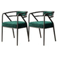 Modern Metal Arm Chair Open Back Dining Side Chair with Upholstered 21.6"x22.8"x29.5" Blackish Green 2 Piece Set Black Clearhalo 'Dining Chairs' 'Dining Tables & Seating' 'dining_chair' 'furn' 'furn_dining_chair' 'Furniture' 'furniture_dining_chair' 'Kitchen & Dining Furniture' 4831679