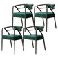 Modern Metal Arm Chair Open Back Dining Side Chair with Upholstered 21.6"x22.8"x29.5" Blackish Green 4 Piece Set Black Clearhalo 'Dining Chairs' 'Dining Tables & Seating' 'dining_chair' 'furn' 'furn_dining_chair' 'Furniture' 'furniture_dining_chair' 'Kitchen & Dining Furniture' 4831680