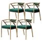 Modern Metal Arm Chair Open Back Dining Side Chair with Upholstered 21.6"x22.8"x29.5" Blackish Green 4 Piece Set Brass Gold Clearhalo 'Dining Chairs' 'Dining Tables & Seating' 'dining_chair' 'furn' 'furn_dining_chair' 'Furniture' 'furniture_dining_chair' 'Kitchen & Dining Furniture' 4831683