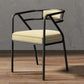 Modern Metal Arm Chair Open Back Dining Side Chair with Upholstered 21.6"x22.8"x29.5" Yellow White 1 Piece Black Clearhalo 'Dining Chairs' 'Dining Tables & Seating' 'dining_chair' 'furn' 'furn_dining_chair' 'Furniture' 'furniture_dining_chair' 'Kitchen & Dining Furniture' 4831684