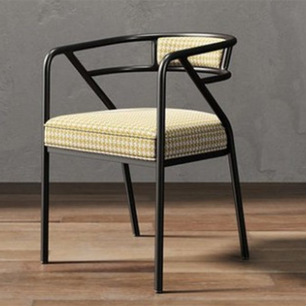 Modern Metal Arm Chair Open Back Dining Side Chair with Upholstered 21.6"x22.8"x29.5" Yellow White 1 Piece Black Clearhalo 'Dining Chairs' 'Dining Tables & Seating' 'dining_chair' 'furn' 'furn_dining_chair' 'Furniture' 'furniture_dining_chair' 'Kitchen & Dining Furniture' 4831684