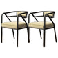 Modern Metal Arm Chair Open Back Dining Side Chair with Upholstered 21.6"x22.8"x29.5" Yellow White 2 Piece Set Black Clearhalo 'Dining Chairs' 'Dining Tables & Seating' 'dining_chair' 'furn' 'furn_dining_chair' 'Furniture' 'furniture_dining_chair' 'Kitchen & Dining Furniture' 4831685
