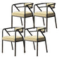 Modern Metal Arm Chair Open Back Dining Side Chair with Upholstered 21.6"x22.8"x29.5" Yellow White 4 Piece Set Black Clearhalo 'Dining Chairs' 'Dining Tables & Seating' 'dining_chair' 'furn' 'furn_dining_chair' 'Furniture' 'furniture_dining_chair' 'Kitchen & Dining Furniture' 4831686