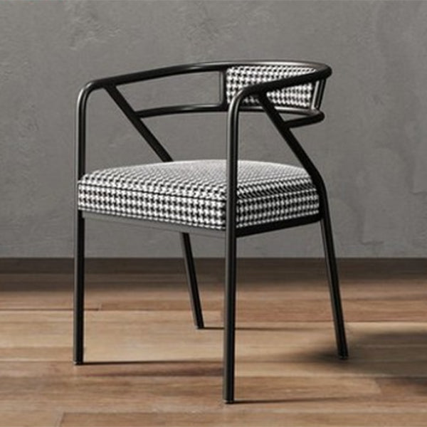 Modern Metal Arm Chair Open Back Dining Side Chair with Upholstered 21.6"x22.8"x29.5" Black White 1 Piece Black Clearhalo 'Dining Chairs' 'Dining Tables & Seating' 'dining_chair' 'furn' 'furn_dining_chair' 'Furniture' 'furniture_dining_chair' 'Kitchen & Dining Furniture' 4831687