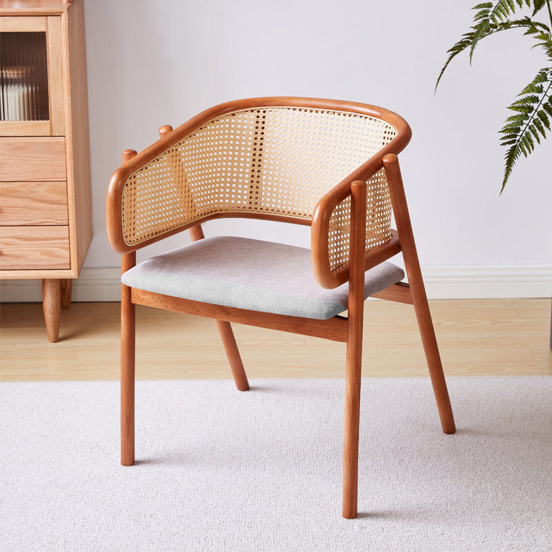 Contemporary Rubberwood Dining Room Chair Open Back Dining Side Chair Cherry Wood Gray Clearhalo 'Dining Chairs' 'Dining Tables & Seating' 'dining_chair' 'furn' 'furn_dining_chair' 'Furniture' 'furniture_dining_chair' 'Kitchen & Dining Furniture' 4831701