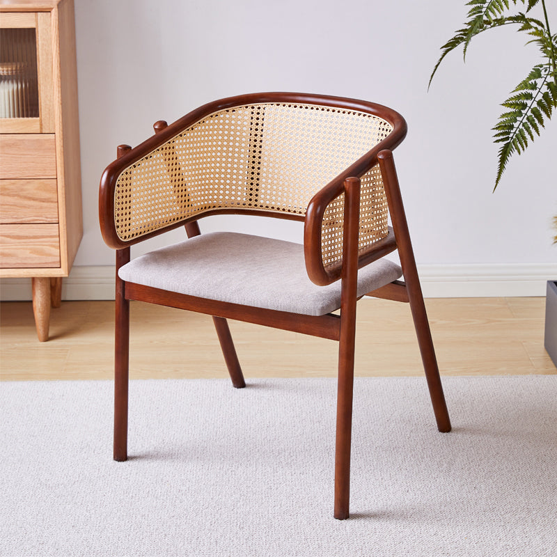 Contemporary Rubberwood Dining Room Chair Open Back Dining Side Chair Walnut Gray Clearhalo 'Dining Chairs' 'Dining Tables & Seating' 'dining_chair' 'furn' 'furn_dining_chair' 'Furniture' 'furniture_dining_chair' 'Kitchen & Dining Furniture' 4831707