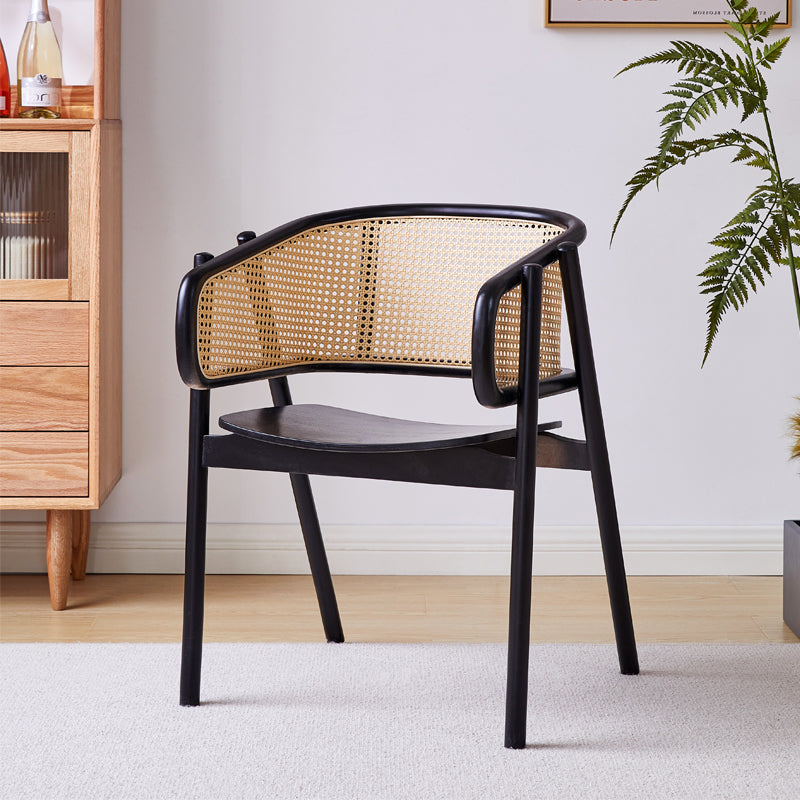 Contemporary Rubberwood Dining Room Chair Open Back Dining Side Chair Black Natural Clearhalo 'Dining Chairs' 'Dining Tables & Seating' 'dining_chair' 'furn' 'furn_dining_chair' 'Furniture' 'furniture_dining_chair' 'Kitchen & Dining Furniture' 4831717