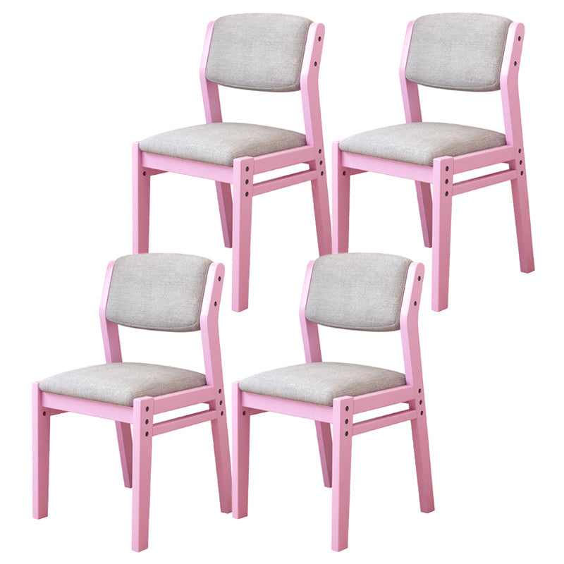 Modern Style Wood Chair Open Back Dining Side Chair with Upholstered for Dining Room Gray-Pink 4 Piece Set Clearhalo 'Dining Chairs' 'Dining Tables & Seating' 'dining_chair' 'furn' 'furn_dining_chair' 'Furniture' 'furniture_dining_chair' 'Kitchen & Dining Furniture' 4831751