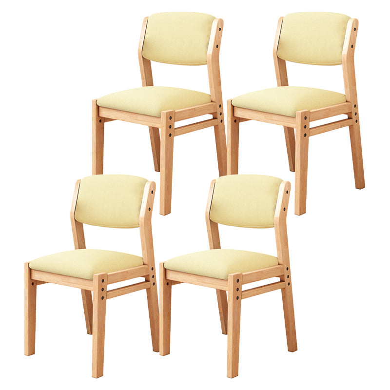 Modern Style Wood Chair Open Back Dining Side Chair with Upholstered for Dining Room Yellow 4 Piece Set Clearhalo 'Dining Chairs' 'Dining Tables & Seating' 'dining_chair' 'furn' 'furn_dining_chair' 'Furniture' 'furniture_dining_chair' 'Kitchen & Dining Furniture' 4831760
