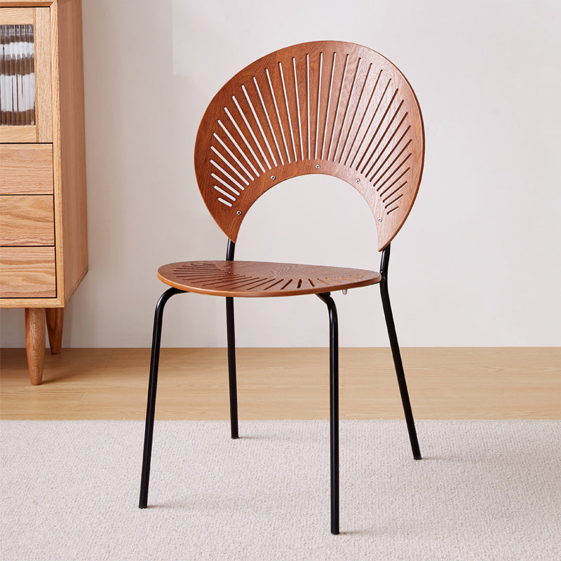 Contemporary Metal Kitchen and Dining Room Chair Open Back Dining Side Chair Walnut 1 Piece Black Clearhalo 'Dining Chairs' 'Dining Tables & Seating' 'dining_chair' 'furn' 'furn_dining_chair' 'Furniture' 'furniture_dining_chair' 'Kitchen & Dining Furniture' 4831775