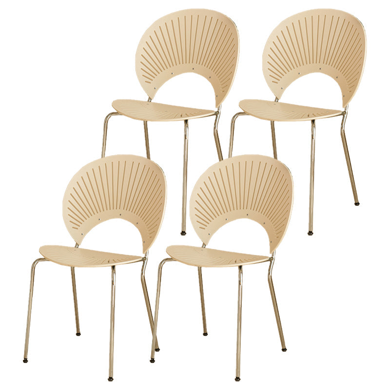 Contemporary Metal Kitchen and Dining Room Chair Open Back Dining Side Chair White 4 Piece Set Silver Clearhalo 'Dining Chairs' 'Dining Tables & Seating' 'dining_chair' 'furn' 'furn_dining_chair' 'Furniture' 'furniture_dining_chair' 'Kitchen & Dining Furniture' 4831786