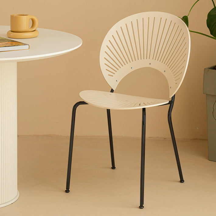 Contemporary Metal Kitchen and Dining Room Chair Open Back Dining Side Chair White 1 Piece Black Clearhalo 'Dining Chairs' 'Dining Tables & Seating' 'dining_chair' 'furn' 'furn_dining_chair' 'Furniture' 'furniture_dining_chair' 'Kitchen & Dining Furniture' 4831787