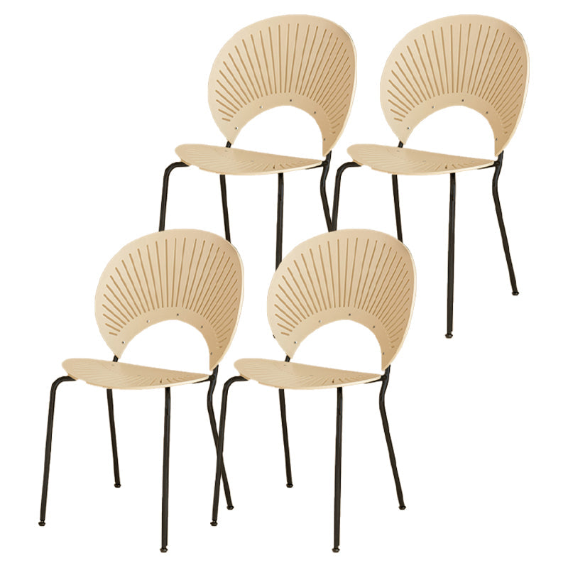 Contemporary Metal Kitchen and Dining Room Chair Open Back Dining Side Chair White 4 Piece Set Black Clearhalo 'Dining Chairs' 'Dining Tables & Seating' 'dining_chair' 'furn' 'furn_dining_chair' 'Furniture' 'furniture_dining_chair' 'Kitchen & Dining Furniture' 4831789