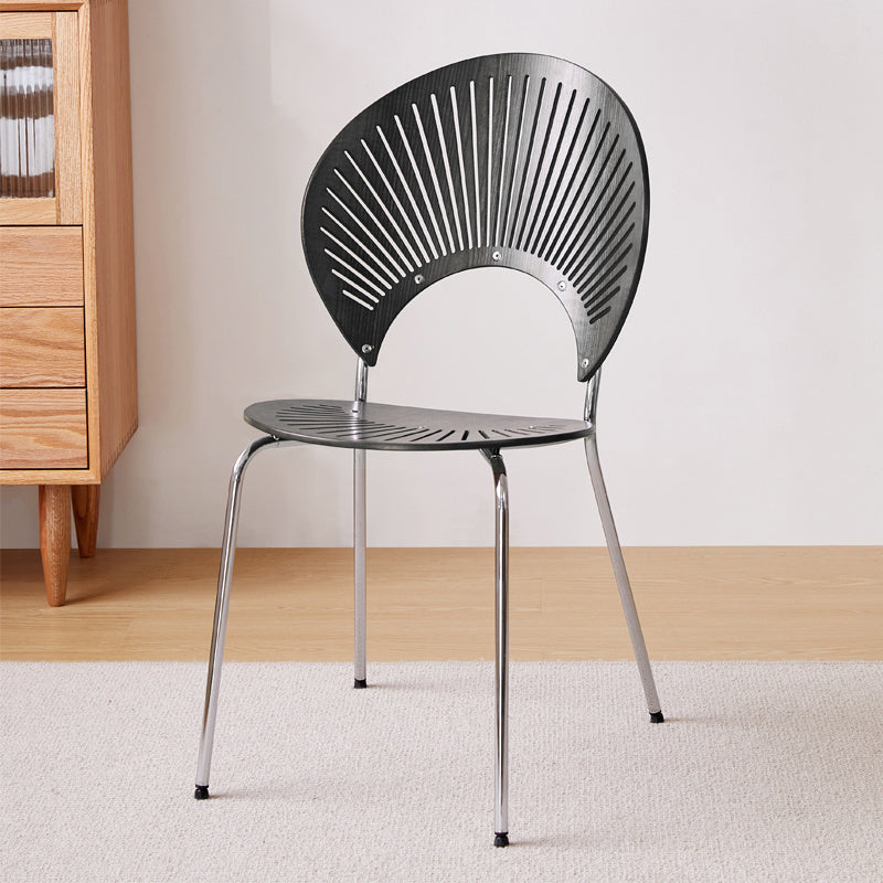 Contemporary Metal Kitchen and Dining Room Chair Open Back Dining Side Chair Black 1 Piece Silver Clearhalo 'Dining Chairs' 'Dining Tables & Seating' 'dining_chair' 'furn' 'furn_dining_chair' 'Furniture' 'furniture_dining_chair' 'Kitchen & Dining Furniture' 4831790